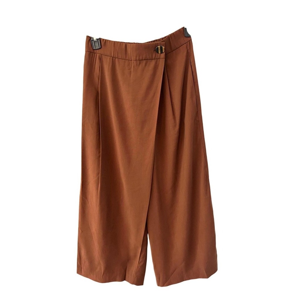 Zara Brown Crossover Wide Leg Culottes NWT size medium